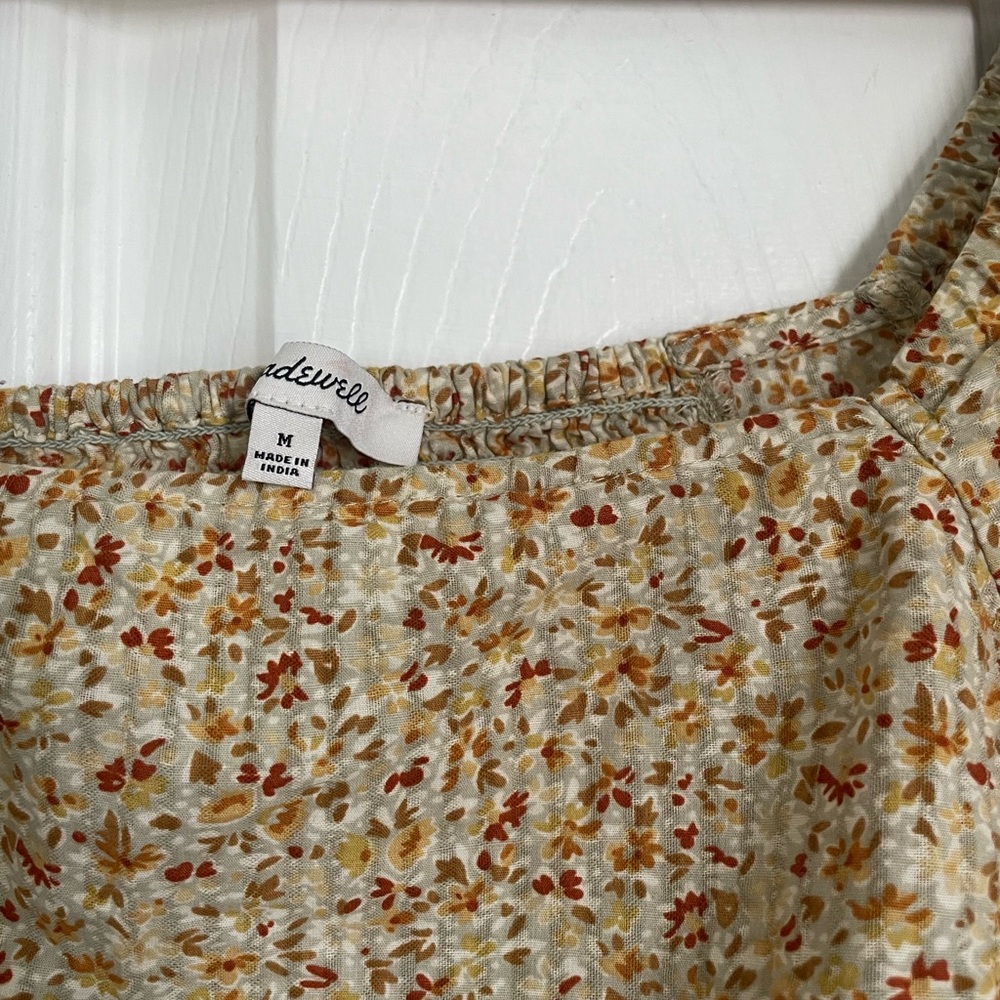 Madewell Cream Floral Puff Sleeve Crop Top - Picture 3 of 4